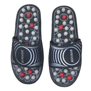 BYRIVER Foot Reflexology Tools Pressure Point Massage Mat Slippers Slides Sandal